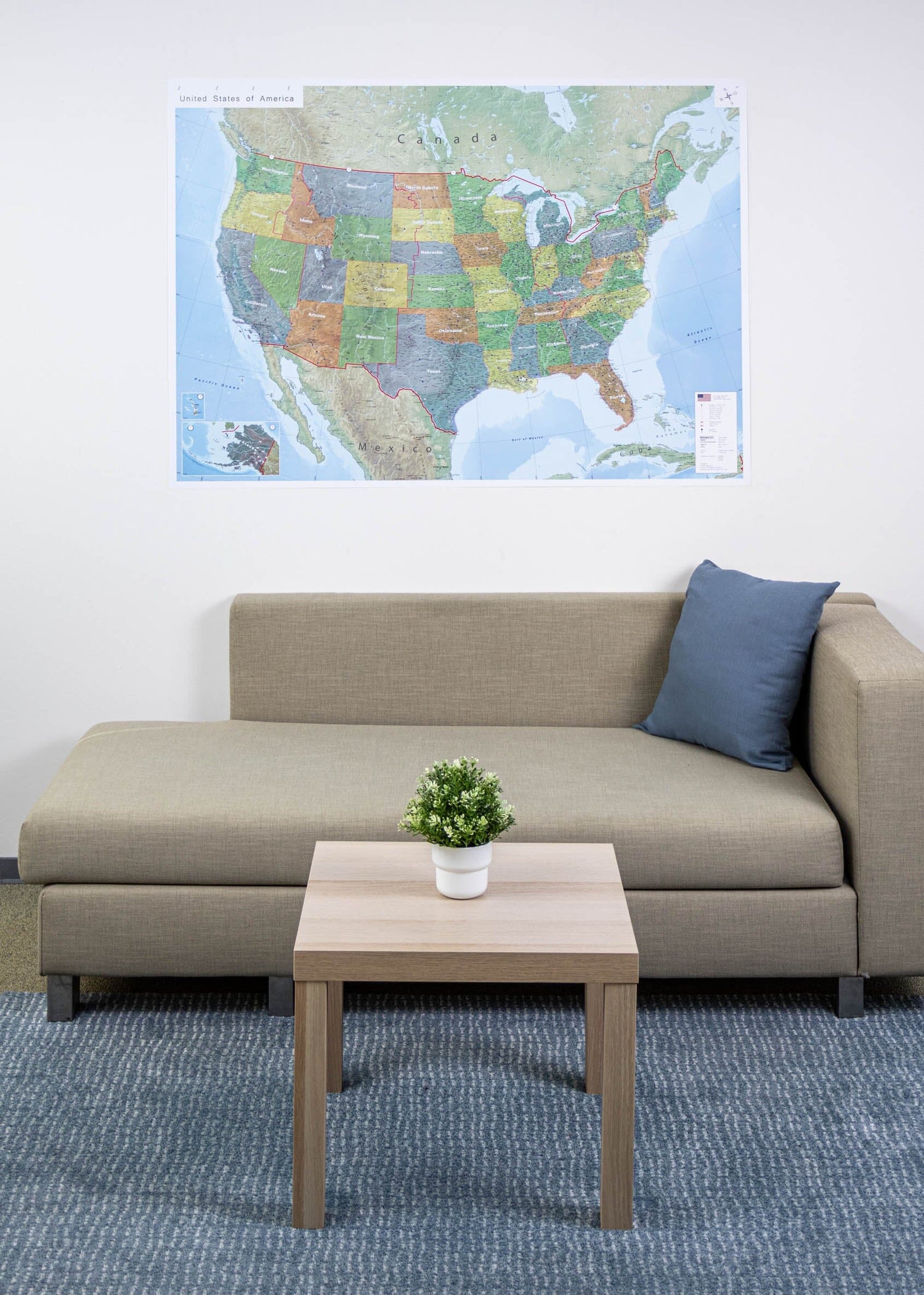 Carte murale plastifiée (en anglais) - USA politique (140 x 100 cm) | GeoMetro carte murale roulée (en tube) GeoMetro