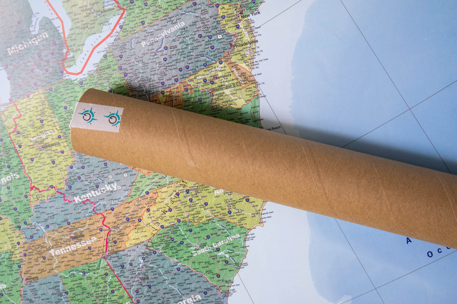 Carte murale plastifiée (en anglais) - USA politique (140 x 100 cm) | GeoMetro carte murale roulée (en tube) GeoMetro