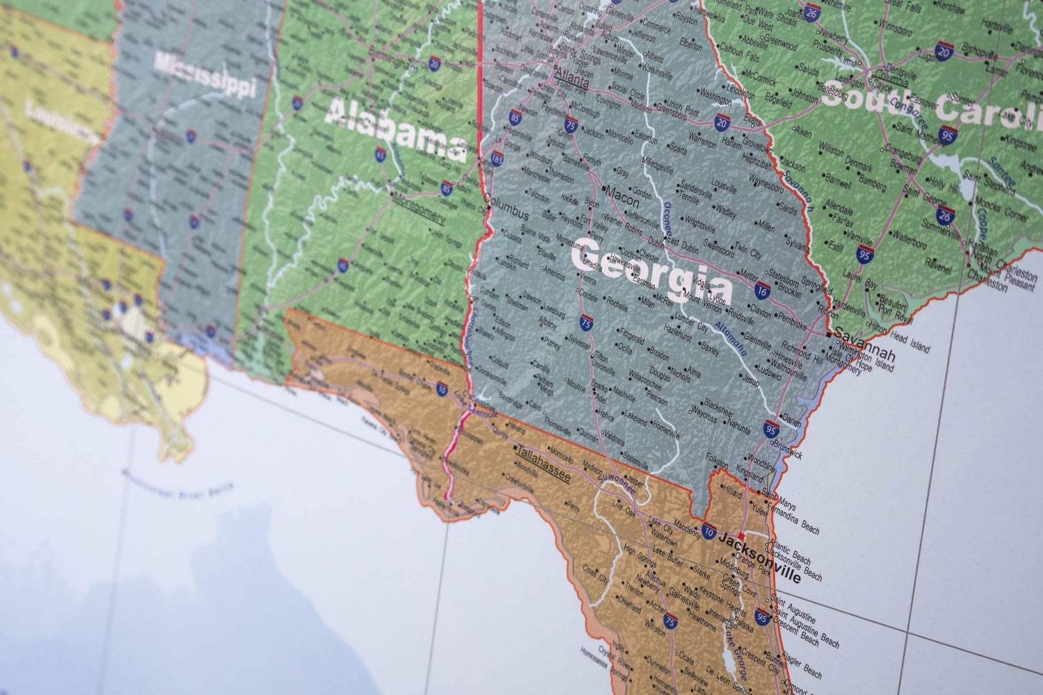 Carte murale plastifiée (en anglais) - USA politique (140 x 100 cm) | GeoMetro carte murale roulée (en tube) GeoMetro