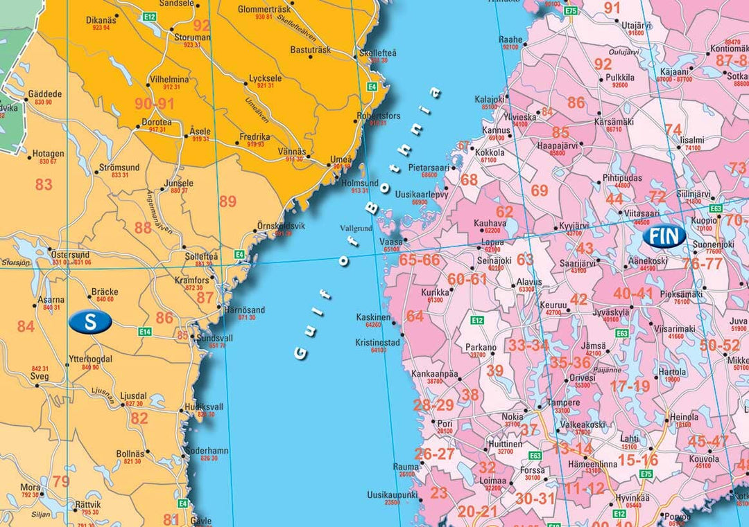 Laminated wall Map - Europe, Postal Codes (95 x 115 cm) | Blay Foldex ...