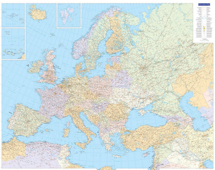 Carte murale plastifiée - Europe politique - 126 x 100 cm | Kümmerly & Frey carte murale petit tube Kümmerly & Frey 