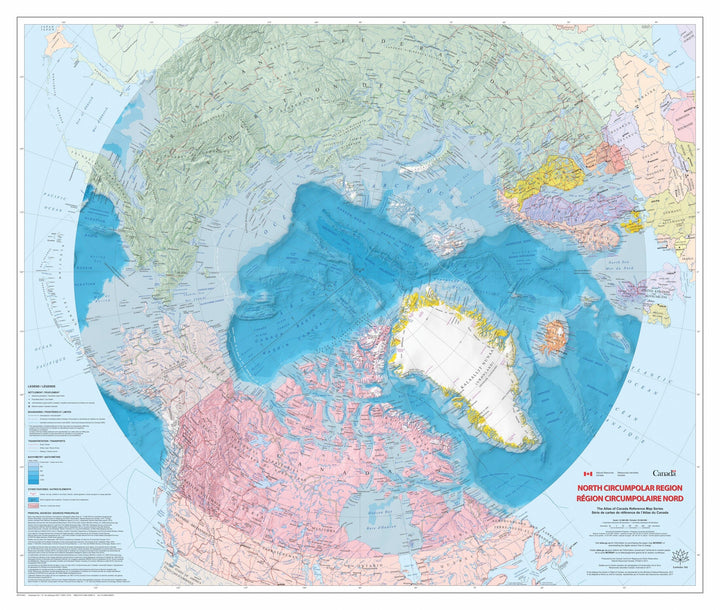 Carte murale - Région circumpolaire nord - 106 x 90 cm - Édition Premium | Ressources naturelles Canada carte murale roulée (en tube) Blay Foldex 106 × 90 cm (42 × 36 po) Papier Photo Satin 240g