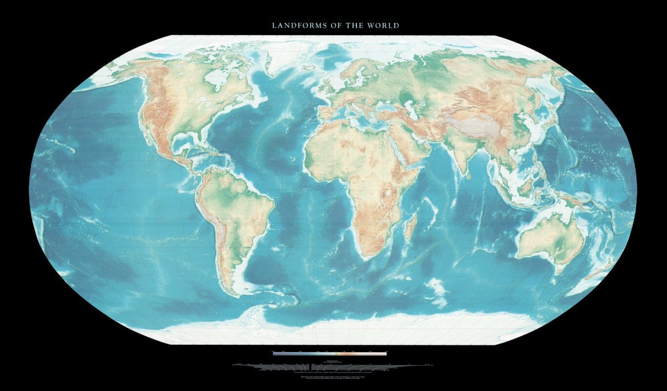 Carte murale - Reliefs du monde | Raven Maps carte murale roulée (en tube) Raven Maps Papier