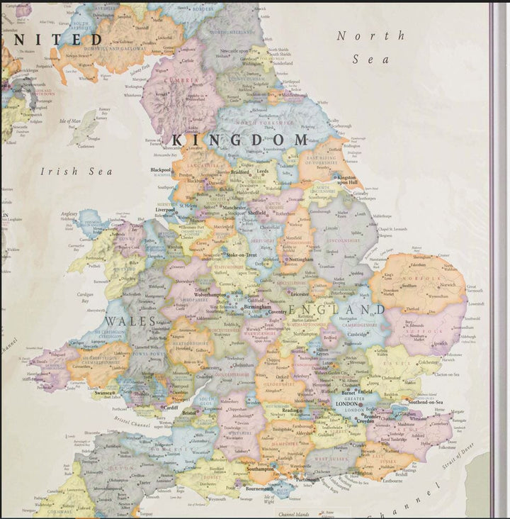 Carte murale - Royaume-Uni (en anglais), style classique - 60 x 85 cm | Maps International carte murale petit tube Maps International 