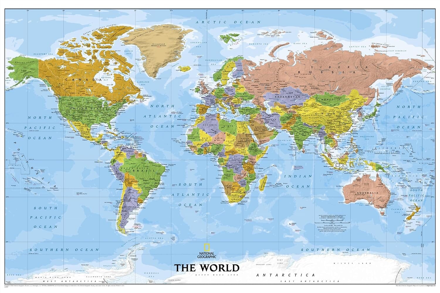 Carte murale - World Explorer, format poster | National Geographic carte murale roulée (en tube) National Geographic 