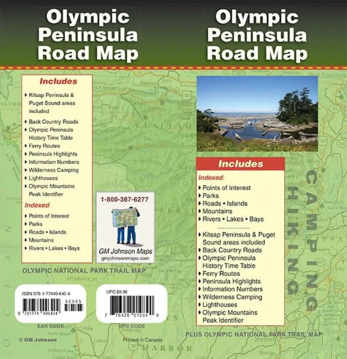 Carte - Olympic Peninsula, Washington | GM Johnson carte routière GM Johnson 
