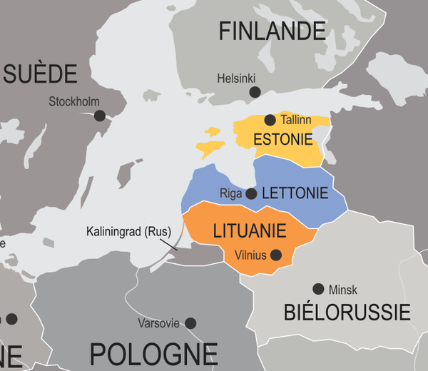 Carte de l’Estonie, de la Lettonie et de la Lituanie