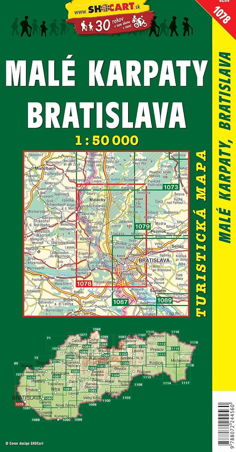 Carte pédestre n° 1078 - Malé Karpaty / Petites Carpates & Bratislava | Shocart - 1:50 000 carte de randonnée Shocart 