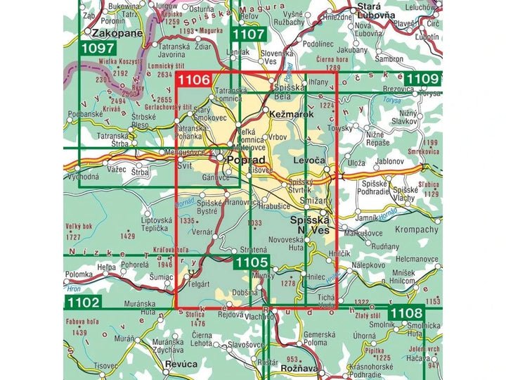 Carte pédestre n° 1106 - Slovenský Raj / Parc national du Paradis slovaque (Slovaquie) | Shocart carte de randonnée Shocart 