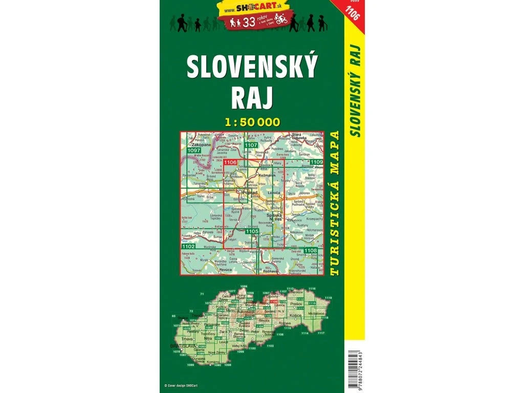 Carte pédestre n° 1106 - Slovenský Raj / Parc national du Paradis slovaque (Slovaquie) | Shocart carte de randonnée Shocart 