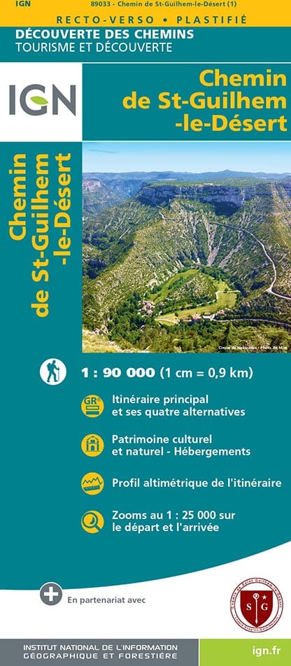 Carte plastifiée - Chemin de Saint-Guilhem-le-Désert | IGN carte de randonnée IGN