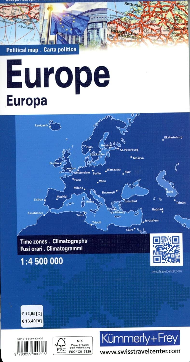 Carte pliée - Europe politique (multilingue) | Kümmerly & Frey carte routière Kümmerly & Frey