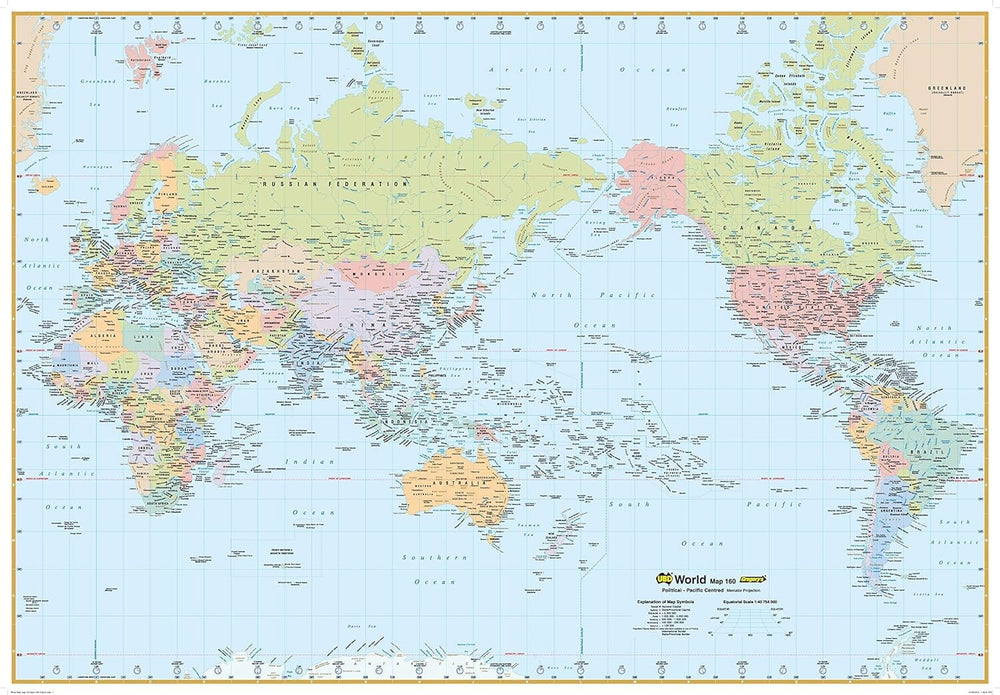 Carte pliée - Monde politique (en anglais) centré sur le pacifique, n° 160 | UBD Gregory's carte pliée UBD Gregory's 