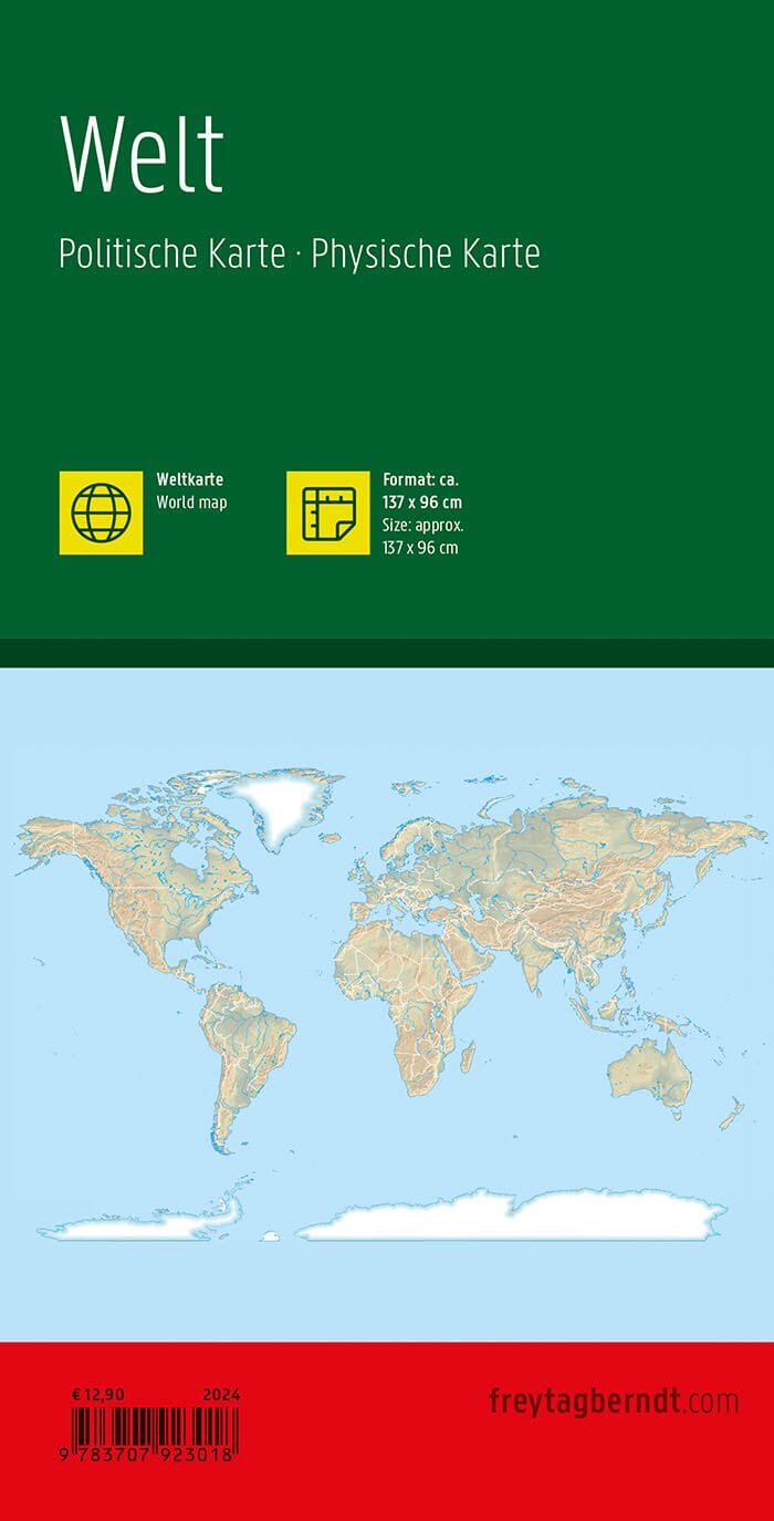 Carte pliée - Monde politique & physique (en allemand) | Freytag & Berndt carte routière Freytag & Berndt