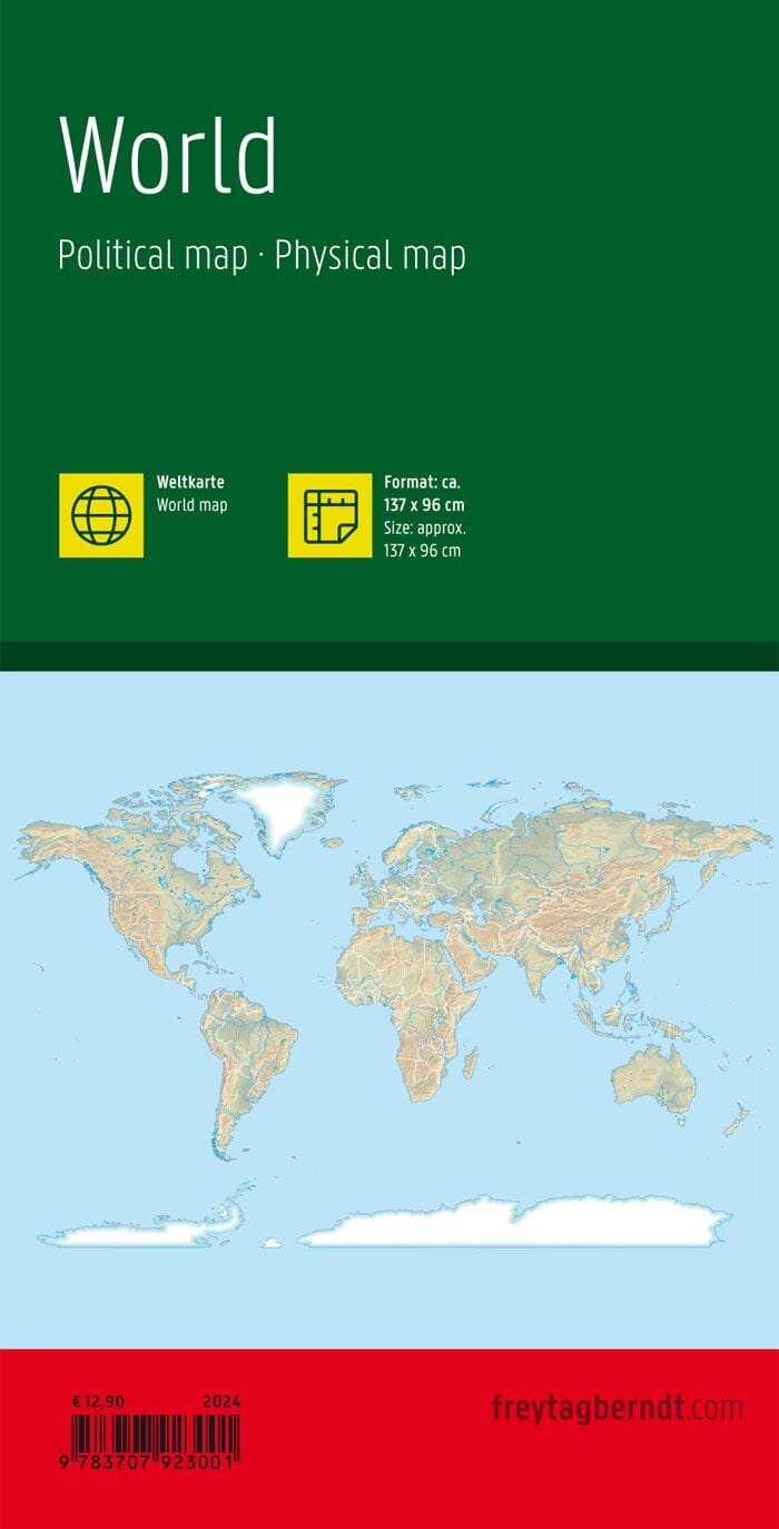 Carte pliée - Monde politique & physique (en anglais) | Freytag & Berndt carte routière Freytag & Berndt