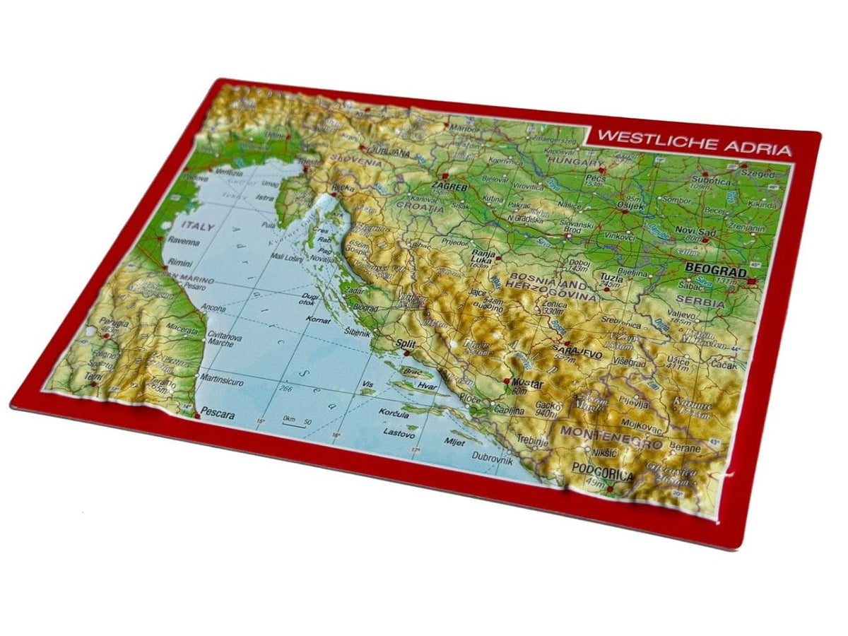 Carte postale en relief - Mer Adriatique | Georelief carte routière Georelief 