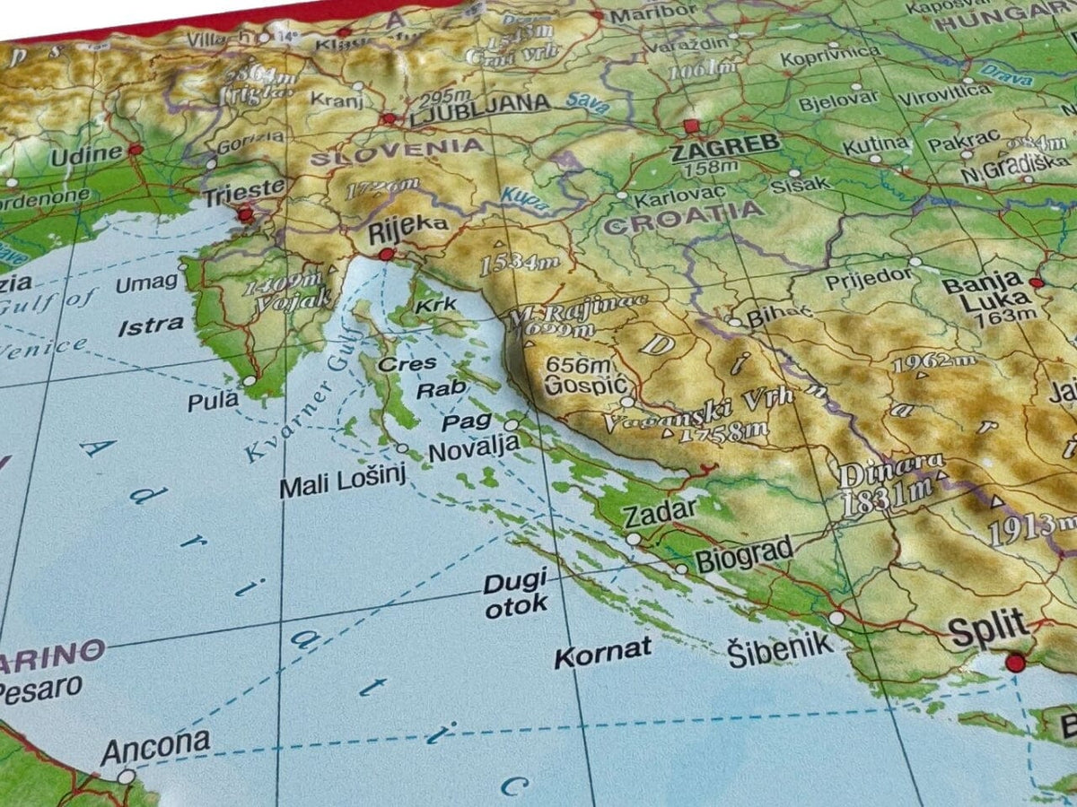 Carte postale en relief - Mer Adriatique | Georelief carte routière Georelief 