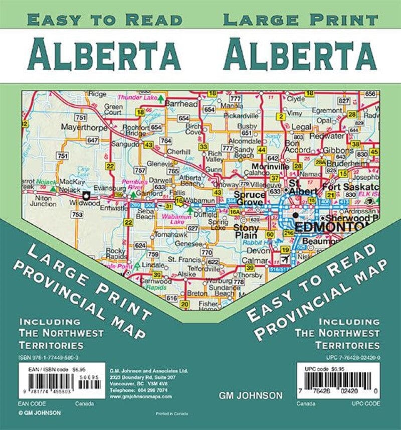 Carte provinciale - Alberta (gros caractères, facile à lire) | GM Johnson carte routière GM Johnson Default Title