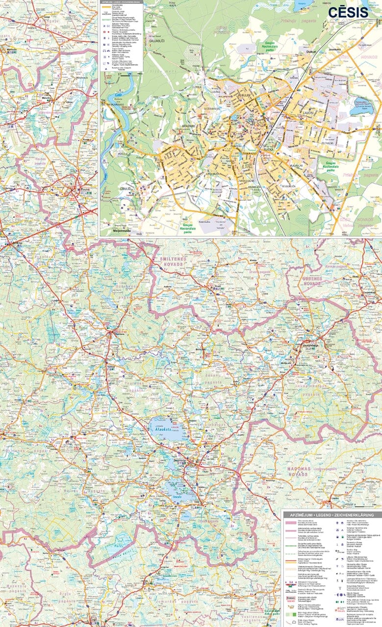 Carte régionale - Cesis (Lettonie) | Jana Seta carte routière Jana Seta