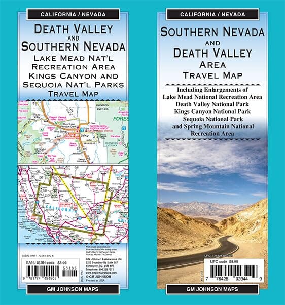 Carte régionale du sud du Nevada et de la Vallée de la Mort | GM Johnson carte routière GM Johnson 