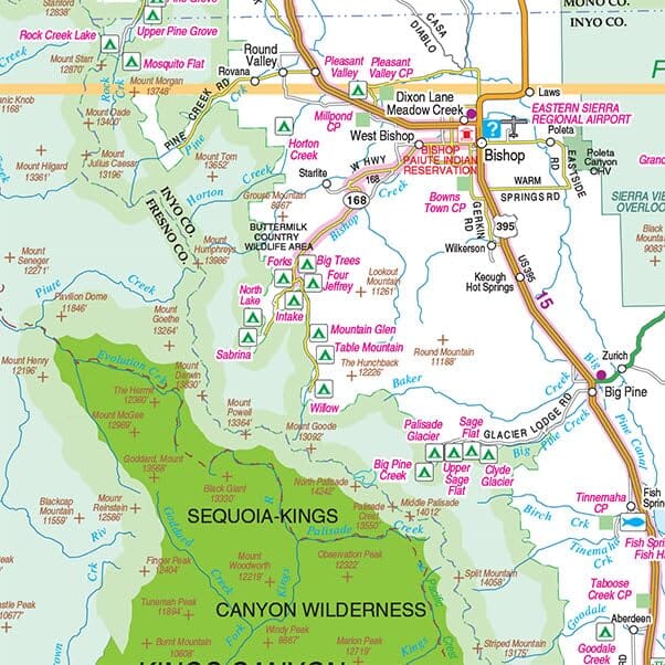 Carte régionale du sud du Nevada et de la Vallée de la Mort | GM Johnson carte routière GM Johnson 