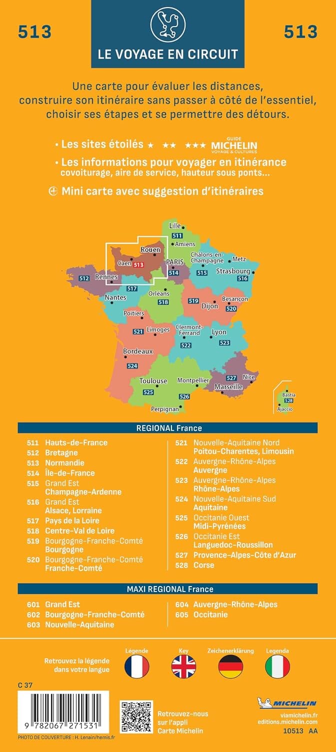 Carte régionale n° 513 - Normandie 2027 | Michelin carte routière Michelin 