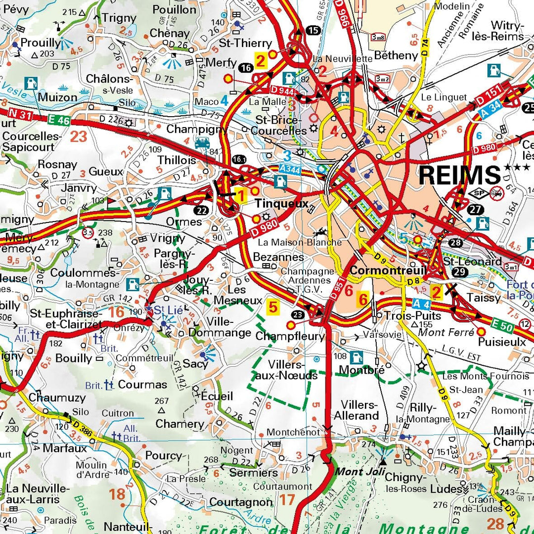 Carte régionale n° 515 - Grand Est : Champagne-Ardenne 2026 | Michelin carte de voyage Michelin 