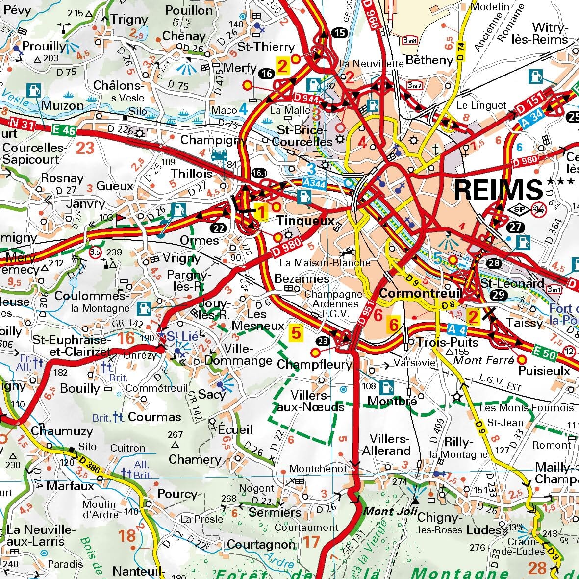 Carte régionale n° 515 - Grand Est : Champagne-Ardenne 2026 | Michelin carte routière Michelin