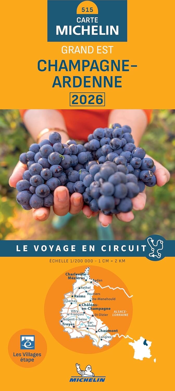 Carte régionale n° 515 - Grand Est : Champagne-Ardenne 2026 | Michelin carte de voyage Michelin 