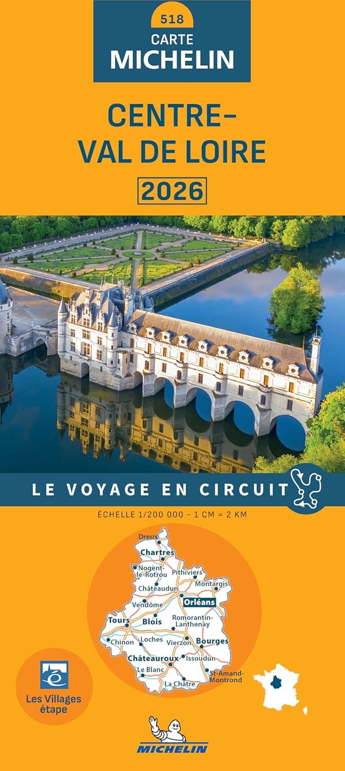 Carte régionale n° 518 - Centre-Val de Loire 2026 | Michelin carte de voyage Michelin 