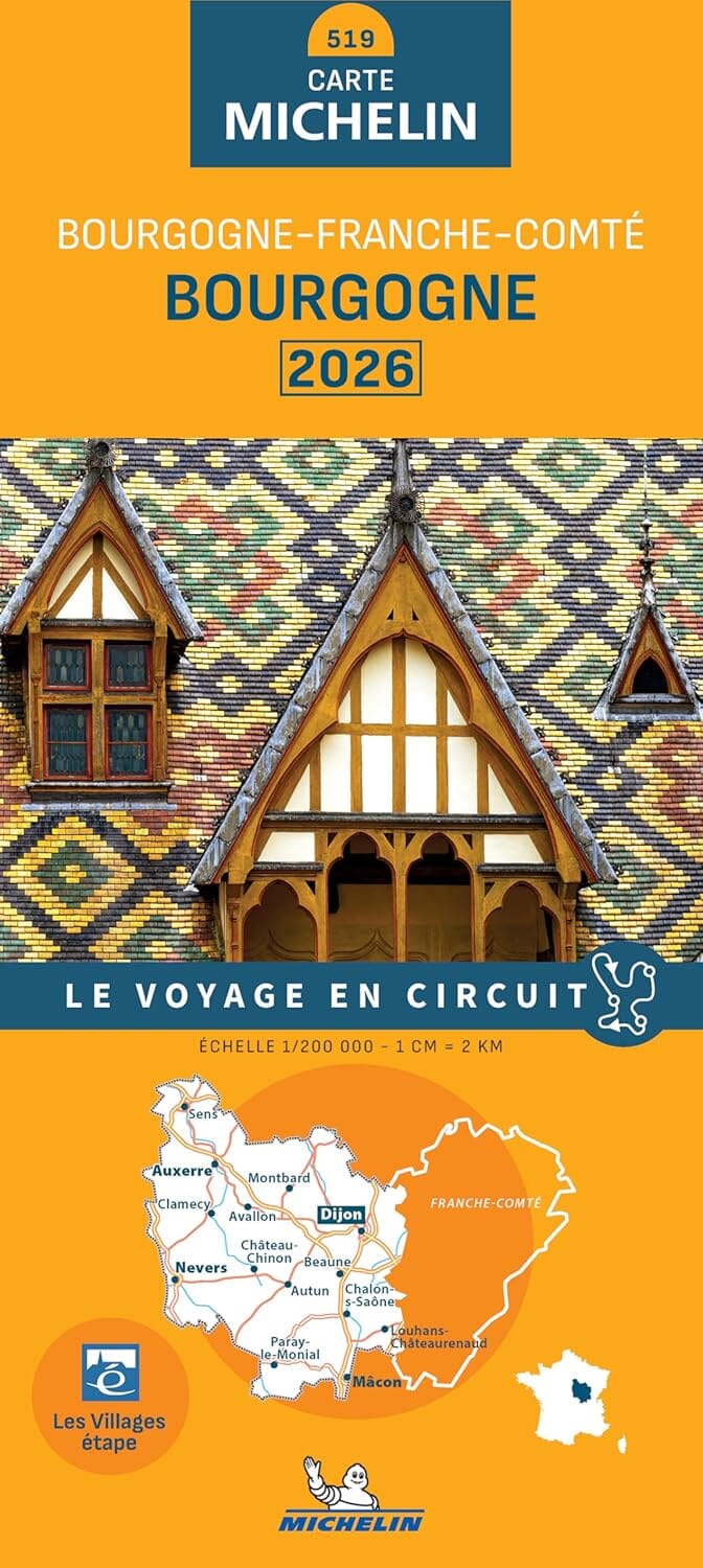 Carte régionale n° 519 - Bourgogne 2026 | Michelin carte de voyage Michelin 