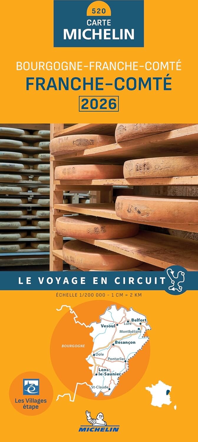 Carte régionale n° 520 - Franche-Comté 2026 | Michelin carte de voyage Michelin 