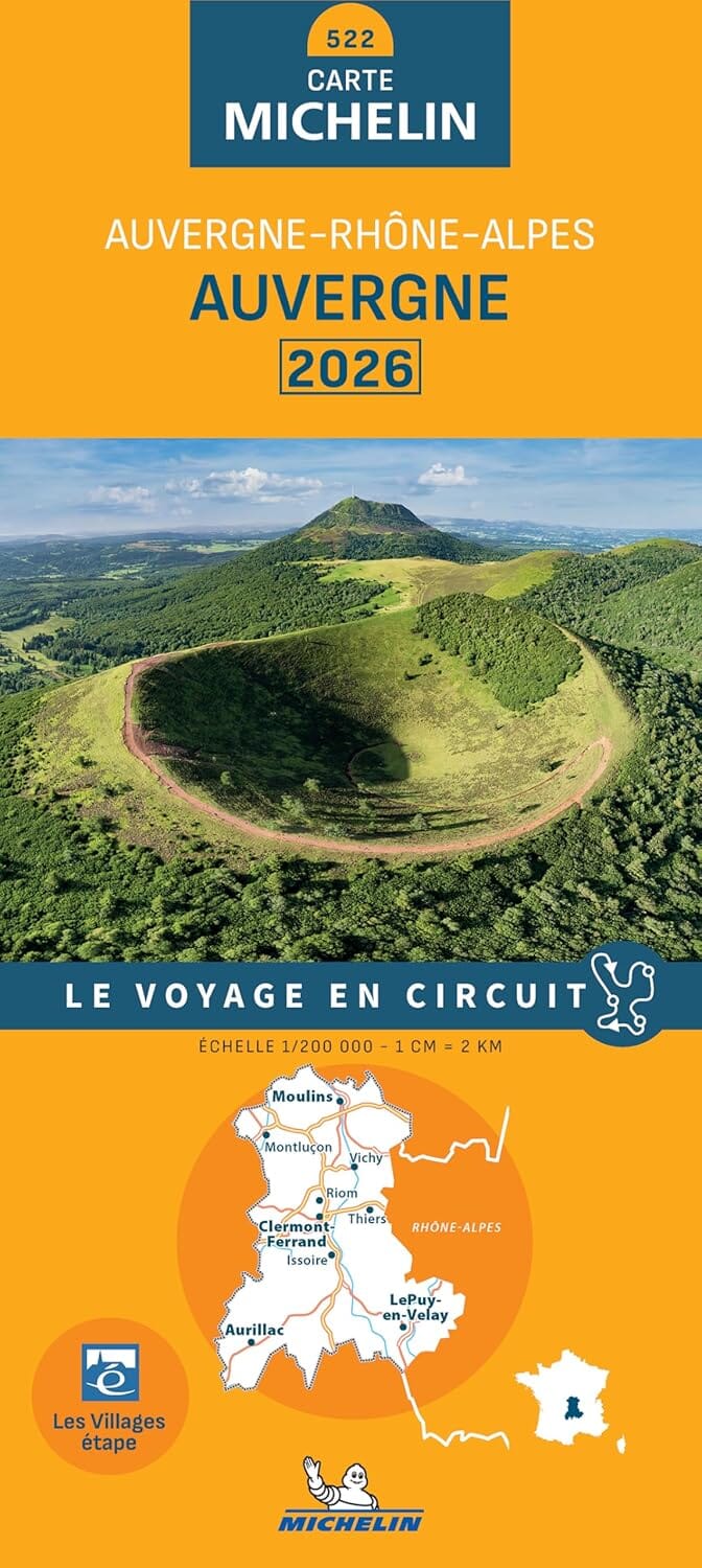 Carte régionale n° 522 - Auvergne 2026 | Michelin carte de voyage Michelin 