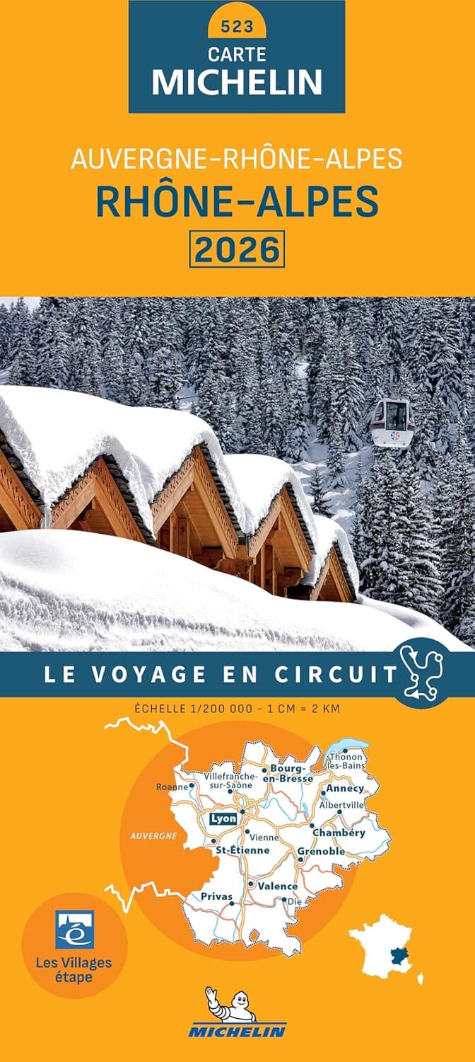 Carte régionale n° 523 - Rhône-Alpes 2026 | Michelin carte de voyage Michelin 