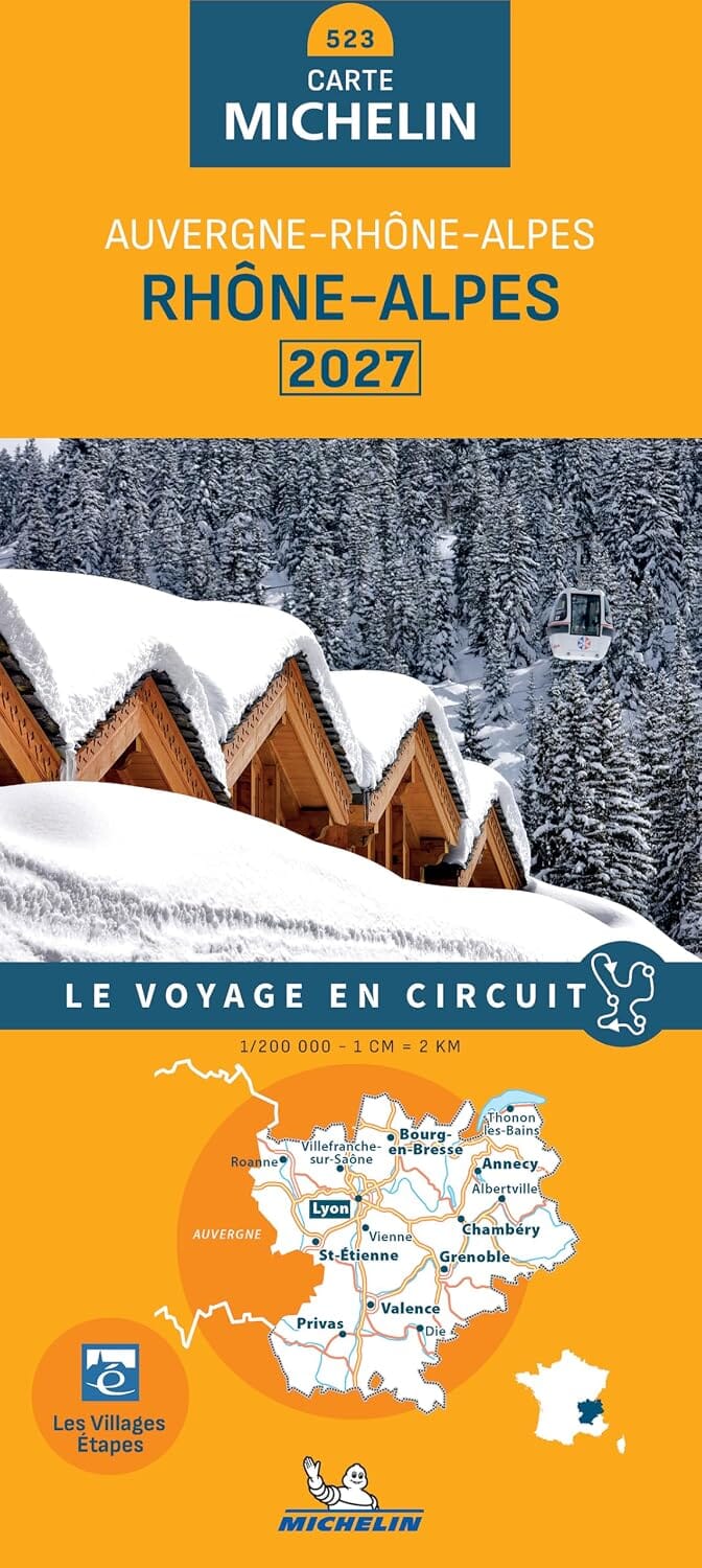 Carte régionale n° 523 - Rhône-Alpes 2027 | Michelin carte routière Michelin 