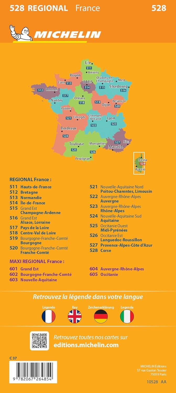 Carte régionale n° 528 - Corse 2025 | Michelin carte pliée Michelin 