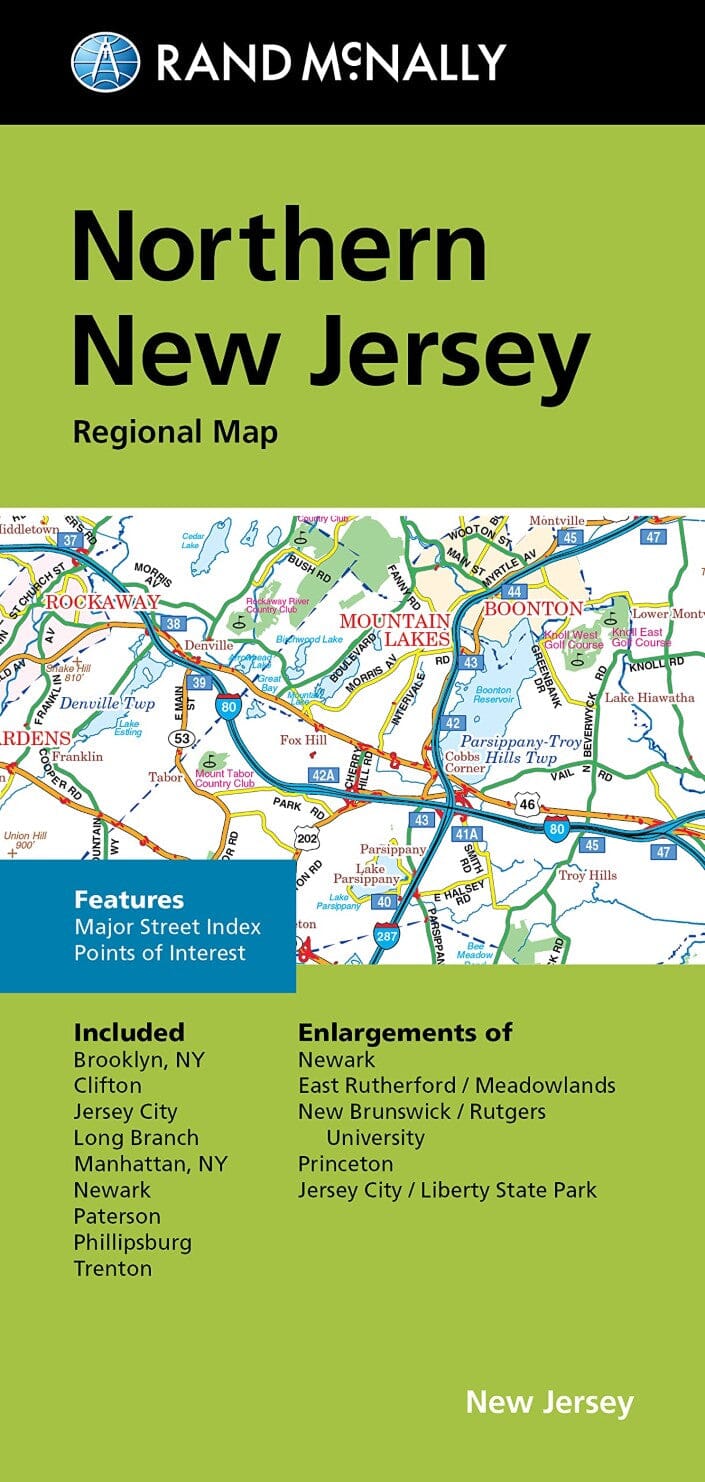 Carte régionale - Nord du New Jersey | Rand McNally carte routière Rand McNally