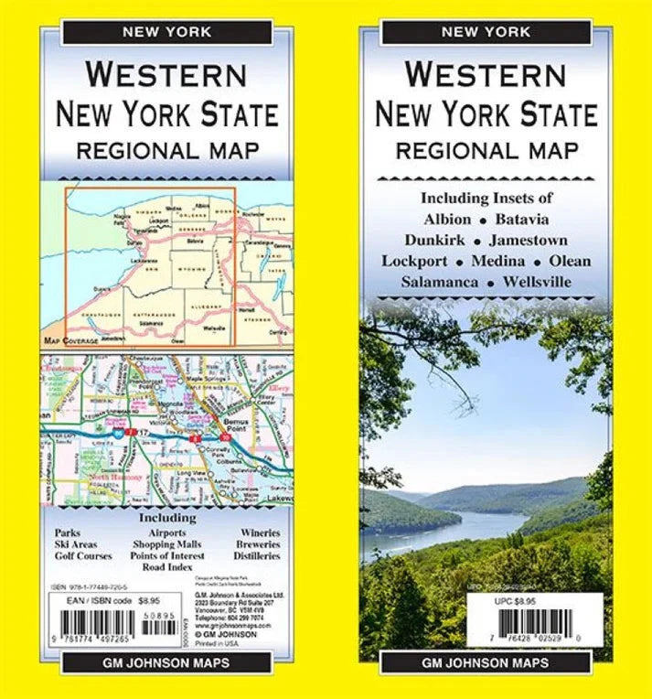 Carte régionale - ouest de l’État de New York | GM Johnson carte routière GM Johnson 