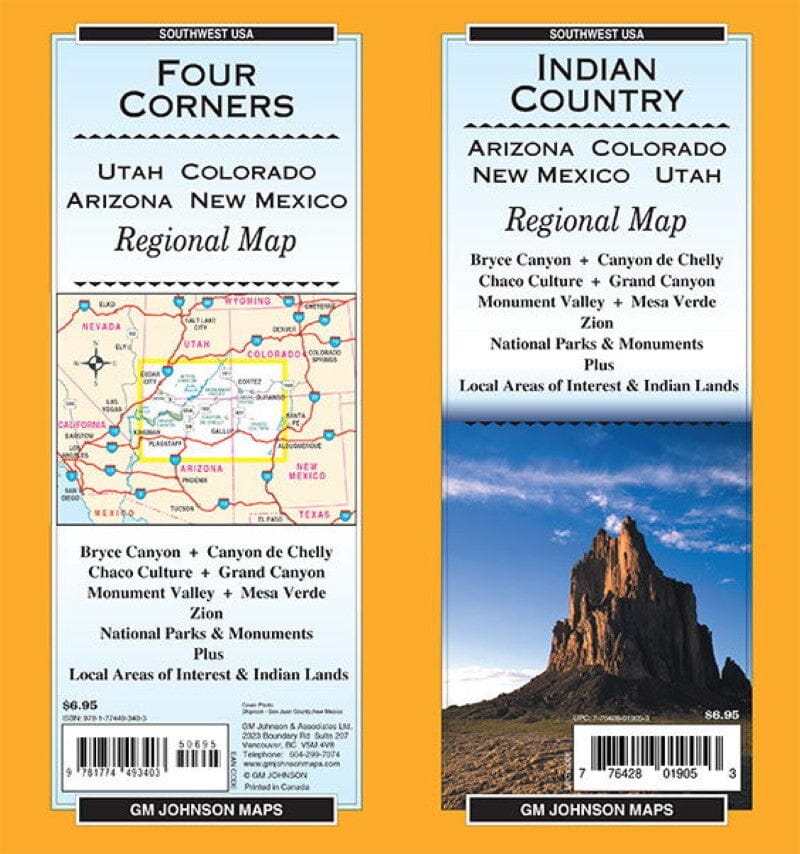 Carte régionale - Pays indien, Four Corners (AZ, CO, NM, UT) | GM Johnson carte routière GM Johnson Default Title