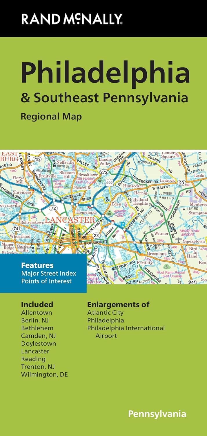 Carte régionale - Philadelphie et sud-est de la Pennsylvanie | Rand McNally carte routière Rand McNally 