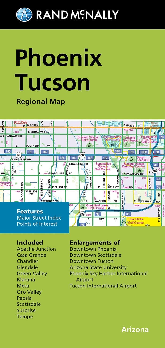 Carte régionale - Phoenix et Tuscon, Arizona | Rand McNally plan de ville Rand McNally