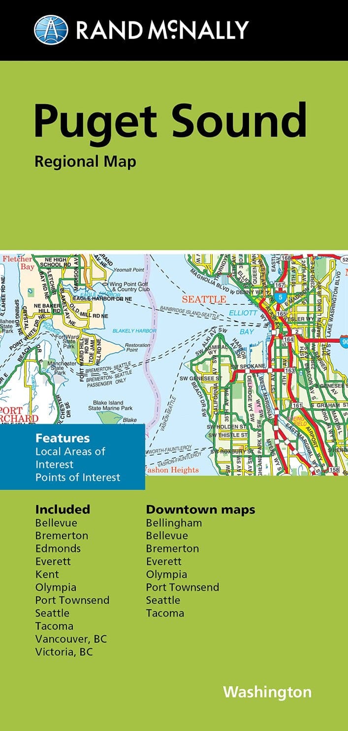 Carte régionale - Puget Sound, Washington | Rand McNally plan de ville Rand McNally