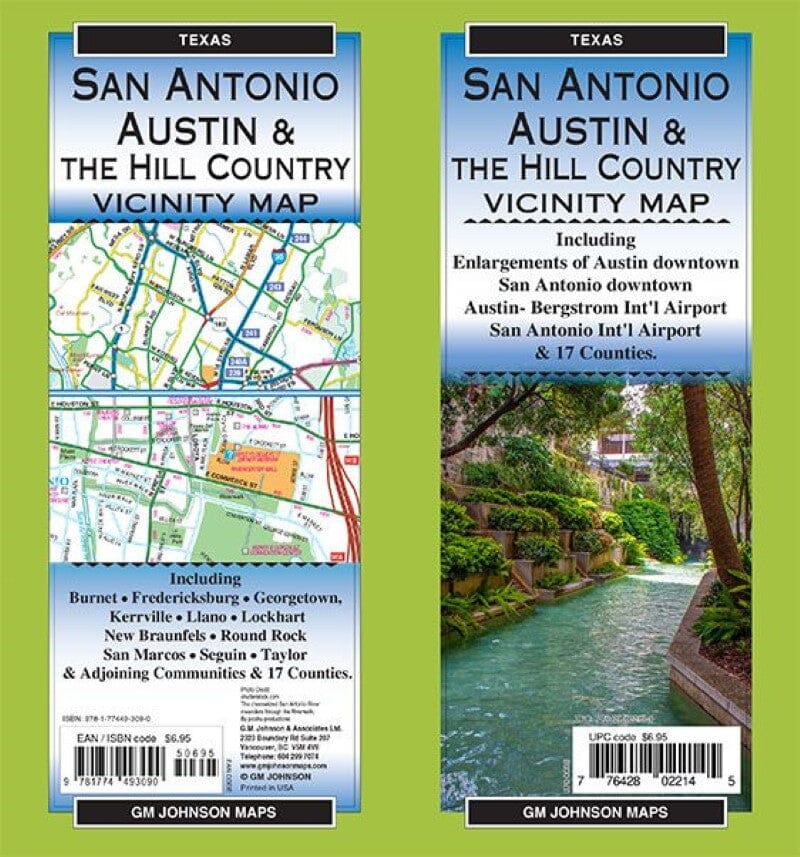 Carte régionale - San Antonio, Austin et Hill Country, Texas | GM Johnson plan de ville GM Johnson Default Title