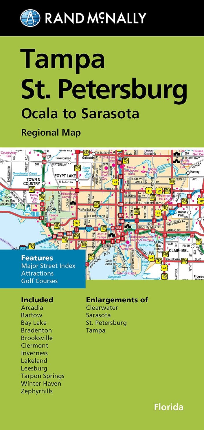 Carte régionale - Tampa, Saint-Pétersbourg, Ocala à Sarasota | Rand McNally plan de ville Rand McNally Default Title