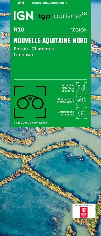 Carte régionale TOP 250 n° 10 - Nouvelle-Aquitaine Nord (Poitou, Charentes, Limousin) | IGN carte routière IGN Default Title