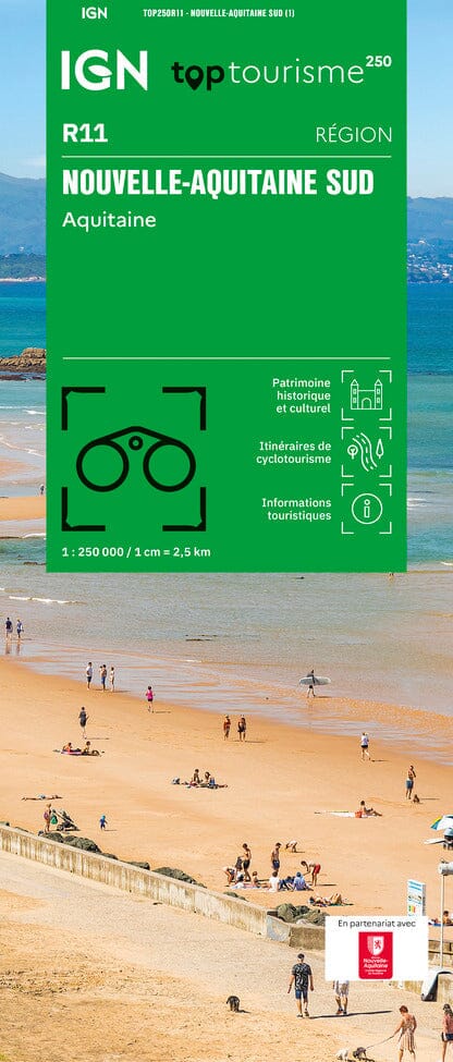 Carte régionale TOP 250 n° 11 - Nouvelle-Aquitaine Sud (Aquitaine) | IGN carte routière IGN Default Title