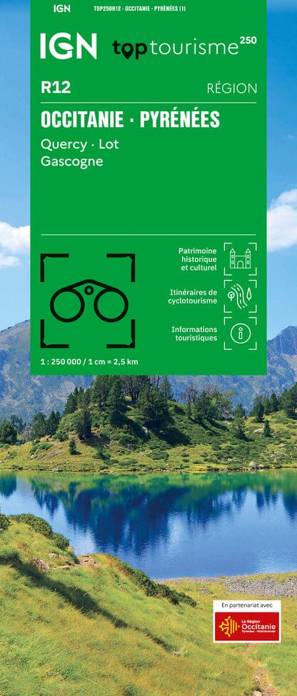 Carte régionale TOP 250 n° 12 - Occitanie (Pyrénées, Quercy, Lot, Gascogne) | IGN carte routière IGN Default Title