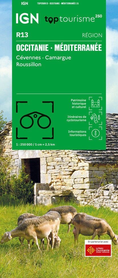 Carte régionale TOP 250 n° 13 - Occitanie (Méditerranée, Cévennes, Camargue, Roussillon) | IGN carte routière IGN Default Title