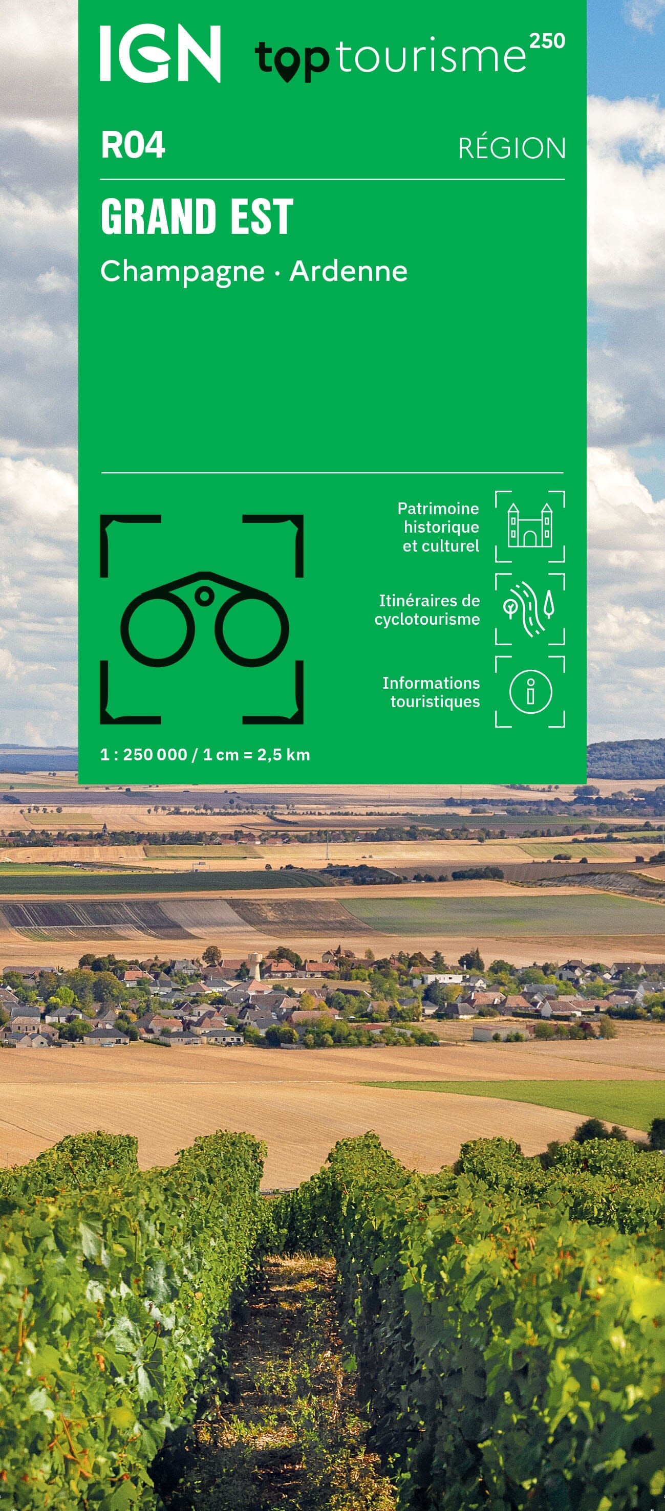 Carte régionale TOP 250 n° 4 : Grand Est (Champagne, Ardenne) | IGN carte routière IGN