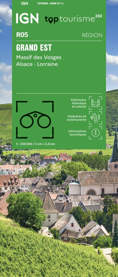 Carte régionale TOP 250 n° 5 - Grand Est (Massif des Vosges, Alsace, Lorraine) | IGN carte pliée IGN 
